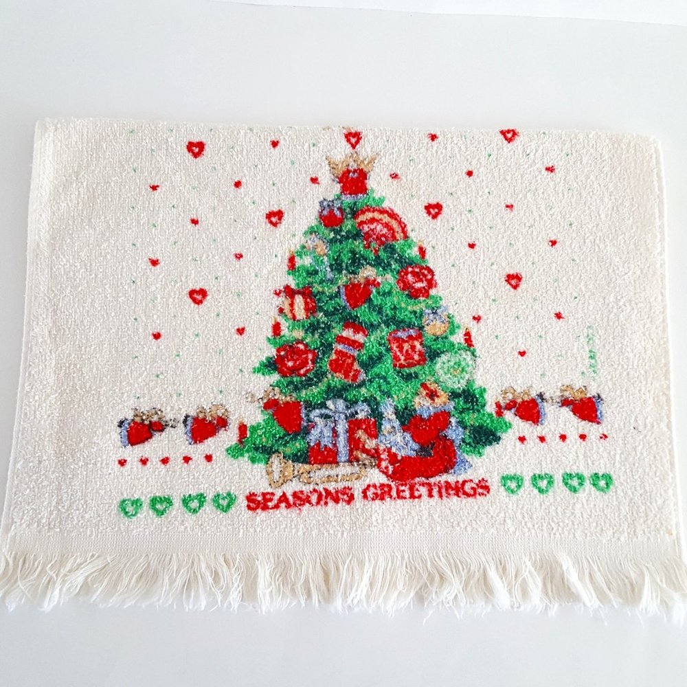 Holiday Kitchen Towel Christmas Tree Season's Greetings *AS IS*
